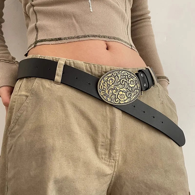N Retro Belt Female 2024 New Black Jeans Decoration Simple Accessories Ins Wide Belt