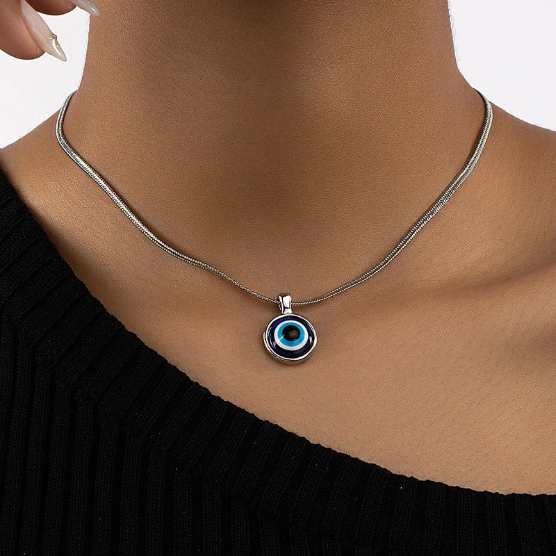 Zircon Evil Eye Necklace for Women Gold Color Choker Chain Turkish Blue Eyes Pendant Necklace Lucky Jewelry Gift collier femme