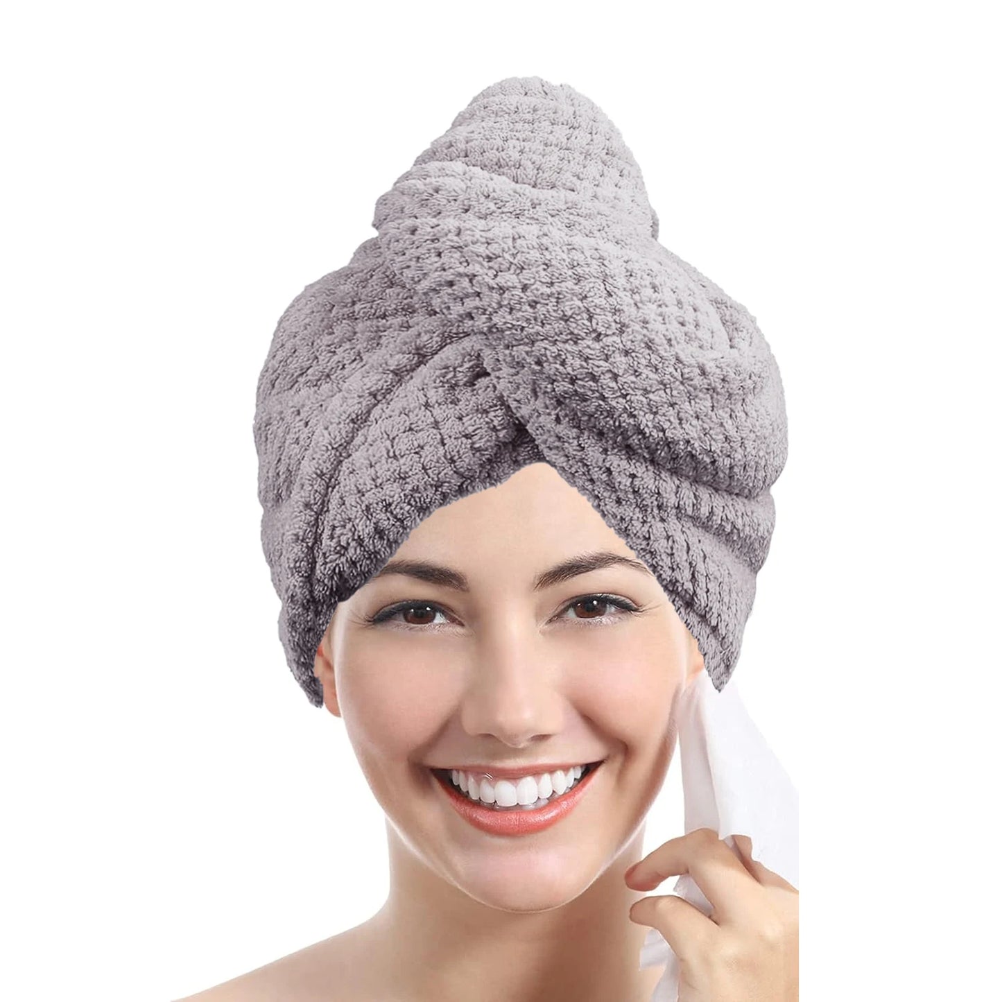1pc Soft Hair Drying Cap, Solid Color Towel for Bathroom, Super Absorbent Hair Wrap Towel for Curls, Anti-Frizz Hair Turban