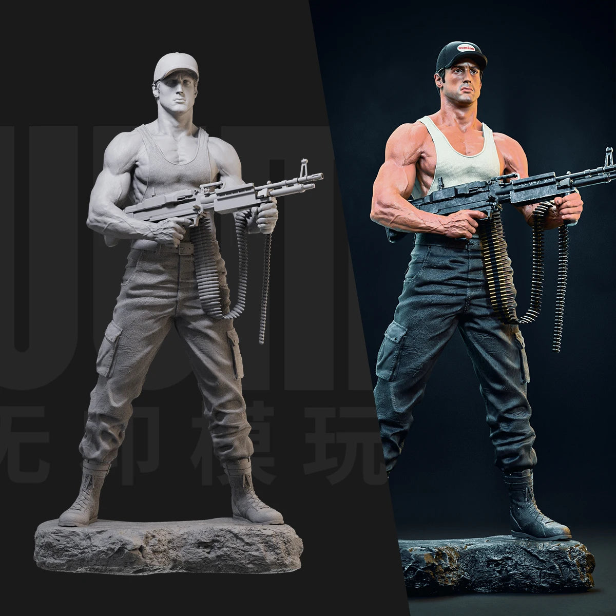 1/24 GK 4842 White Model Rambo Action figure 3D Printed Soldier Model