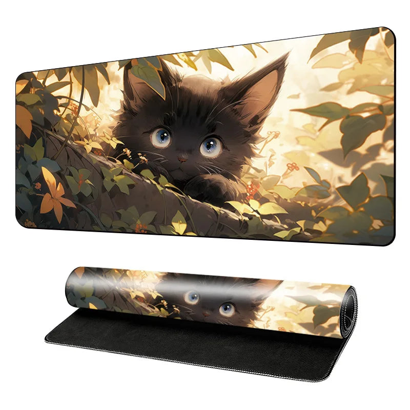Cute Cartoon Cat Mouse Pad Large Computer Keyboard Pad Natural Rubber Anti-Slip desk Mat Perfect Gift for Girl Women