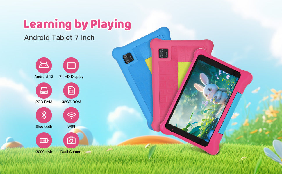 7" Kid Tablet Android 13, 5GB RAM 32GB,128GB Expand,2500mAh Battery, Dual Camera