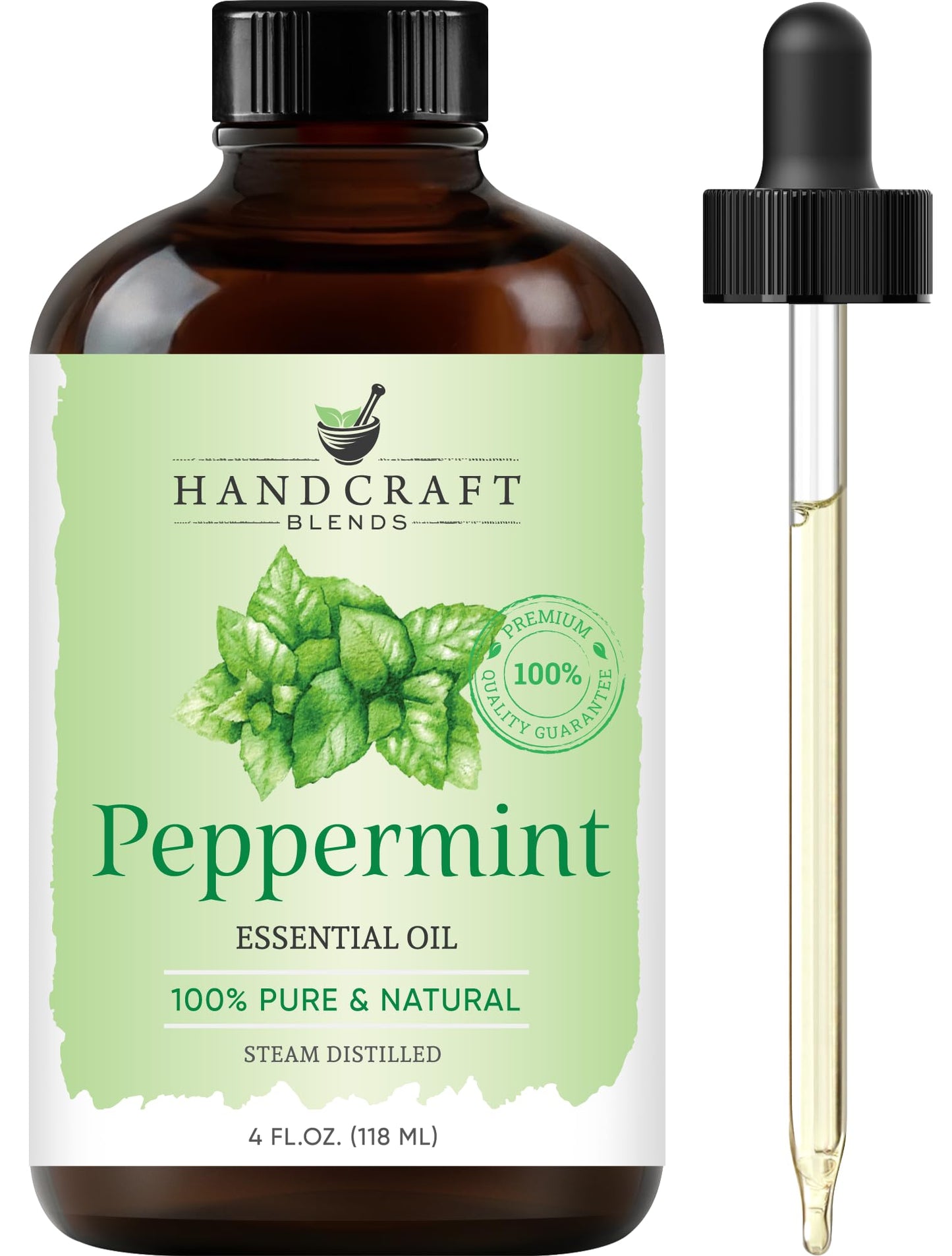 Handcraft Blends Peppermint Essential Oil – Huge 4 Fl Oz – 100% Pure and Natural – Premium Grade Essential Oil for Diffuser and Aromatherapy, Skin, Massage, Candle and Soap Making Fragrance