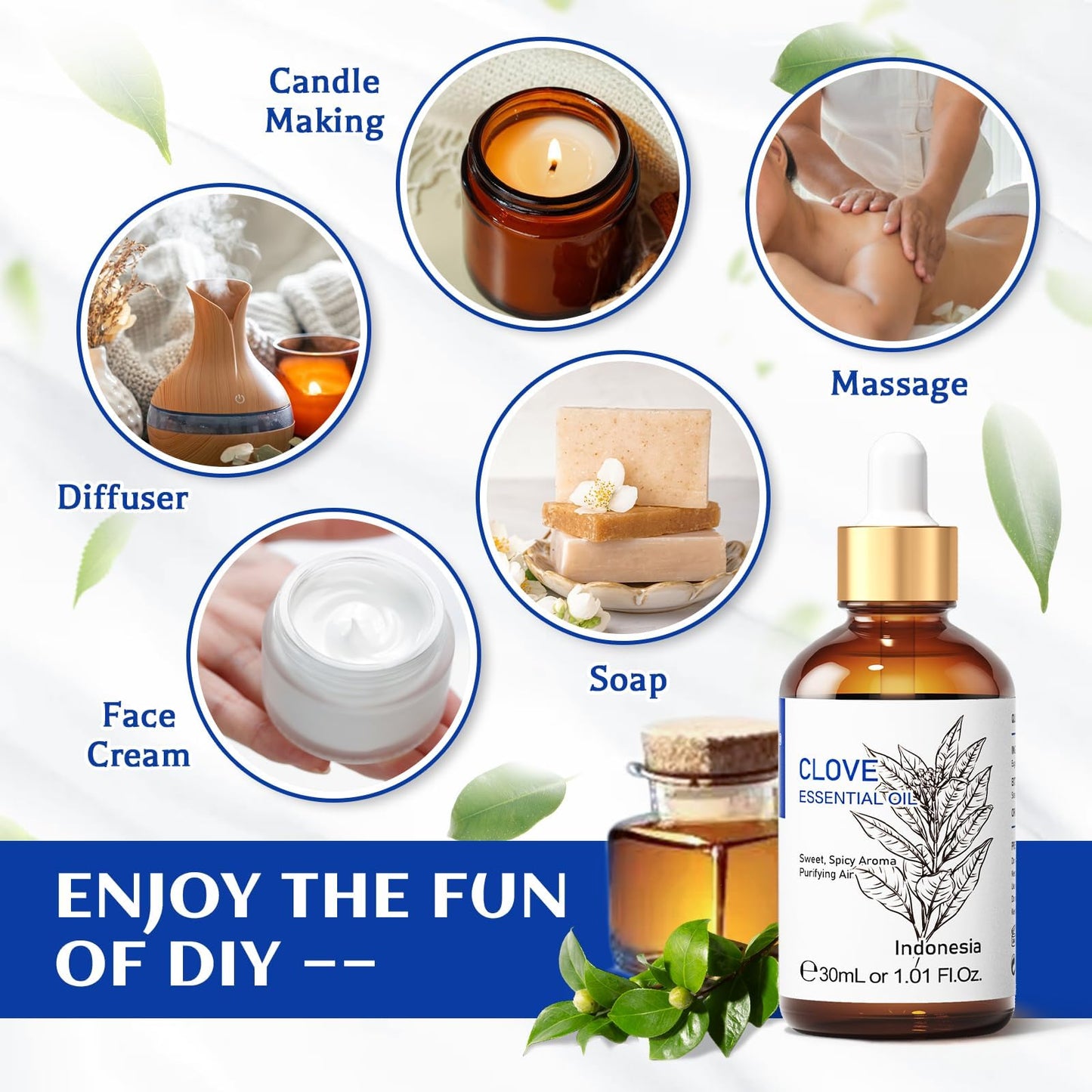 HIQILI 1 Fl Oz Clove Oil for Teeth and Gums, Oral Care, DIY Clean Spray, Aromatherapy, 100% Pure Natural Premium - 30ml