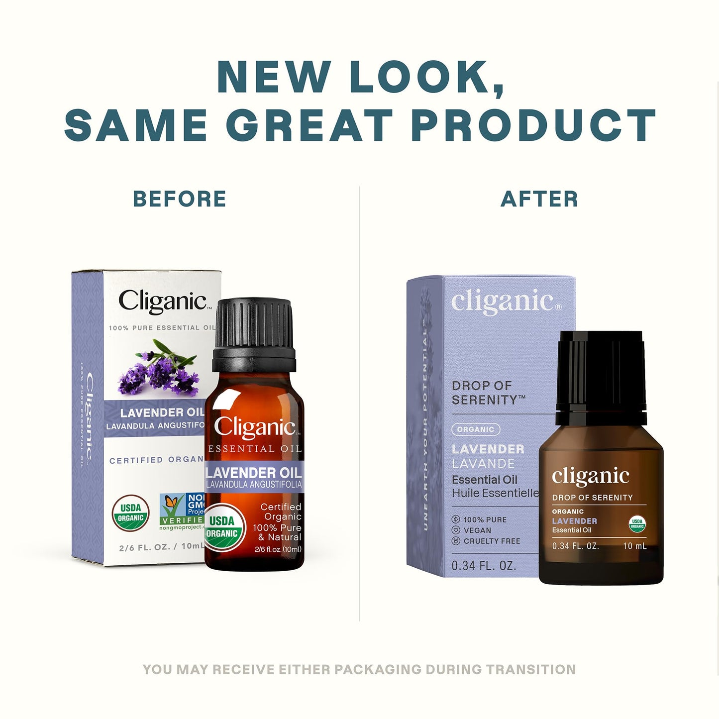 Cliganic Organic Lavender Essential Oil - 100% Pure Natural Undiluted, for Aromatherapy Diffuser | Non-GMO Verified (Packaging May Vary)