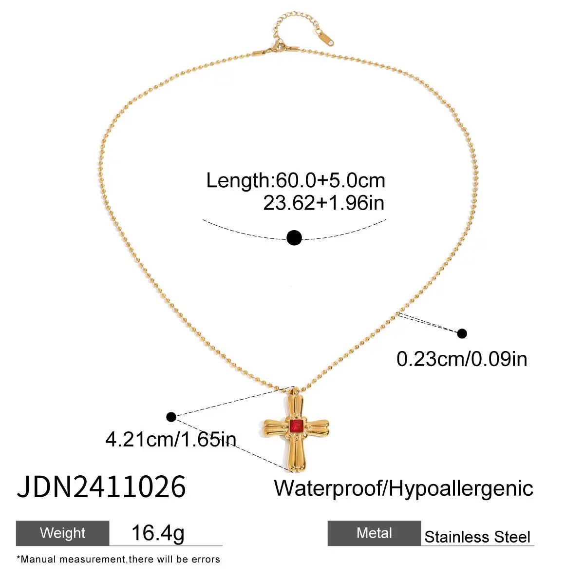 Uworld Delicate Colorful Bling Cubic Zirconia Cross Pendant Stainless Steel Luxury Necklace High-Grade Fashion Shiny Jewelry Gif