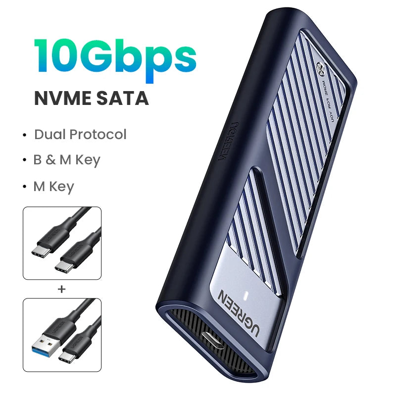 UGREEN M2 SSD Case M.2 NVMe SATA SSD Enclosure Adapter 10Gbps USB 3.2 Gen2 USB C