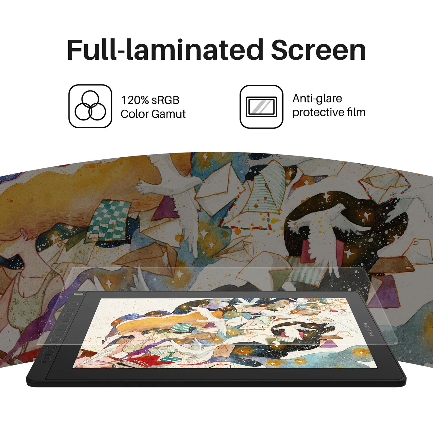 HUION Kamvas16, Drawing Monitor, Battery-Free Pen, 120% sRGB for Win/Mac/Android