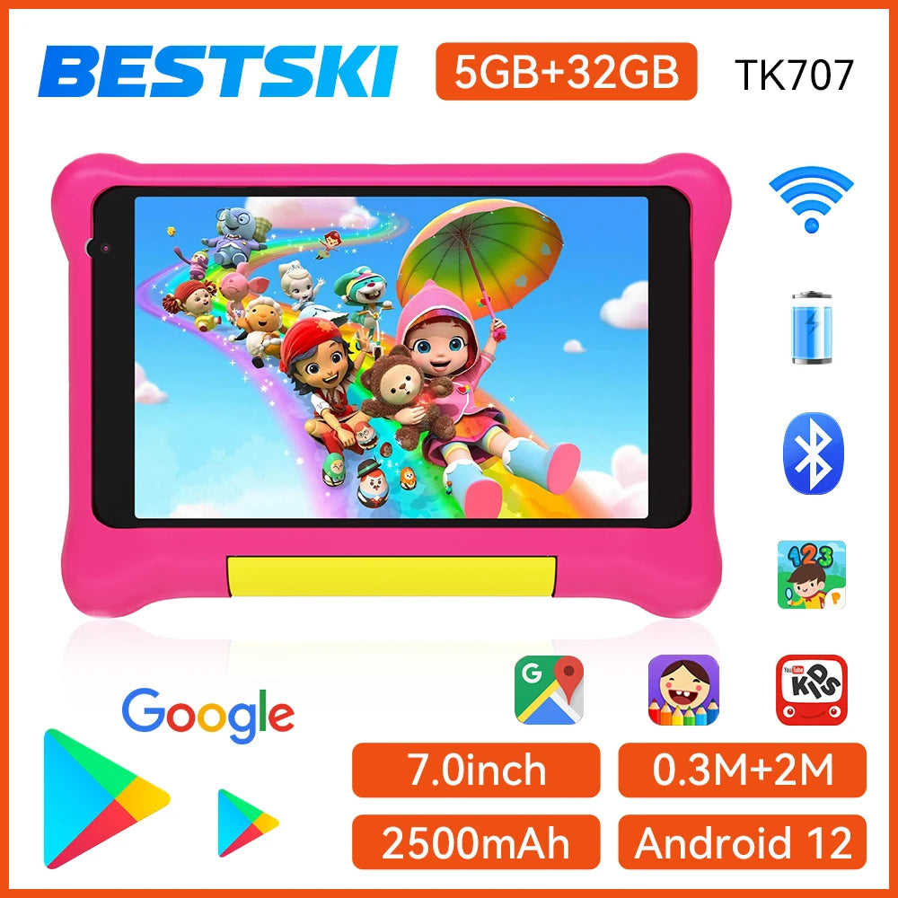 7" Kid Tablet Android 13, 5GB RAM 32GB,128GB Expand,2500mAh Battery, Dual Camera