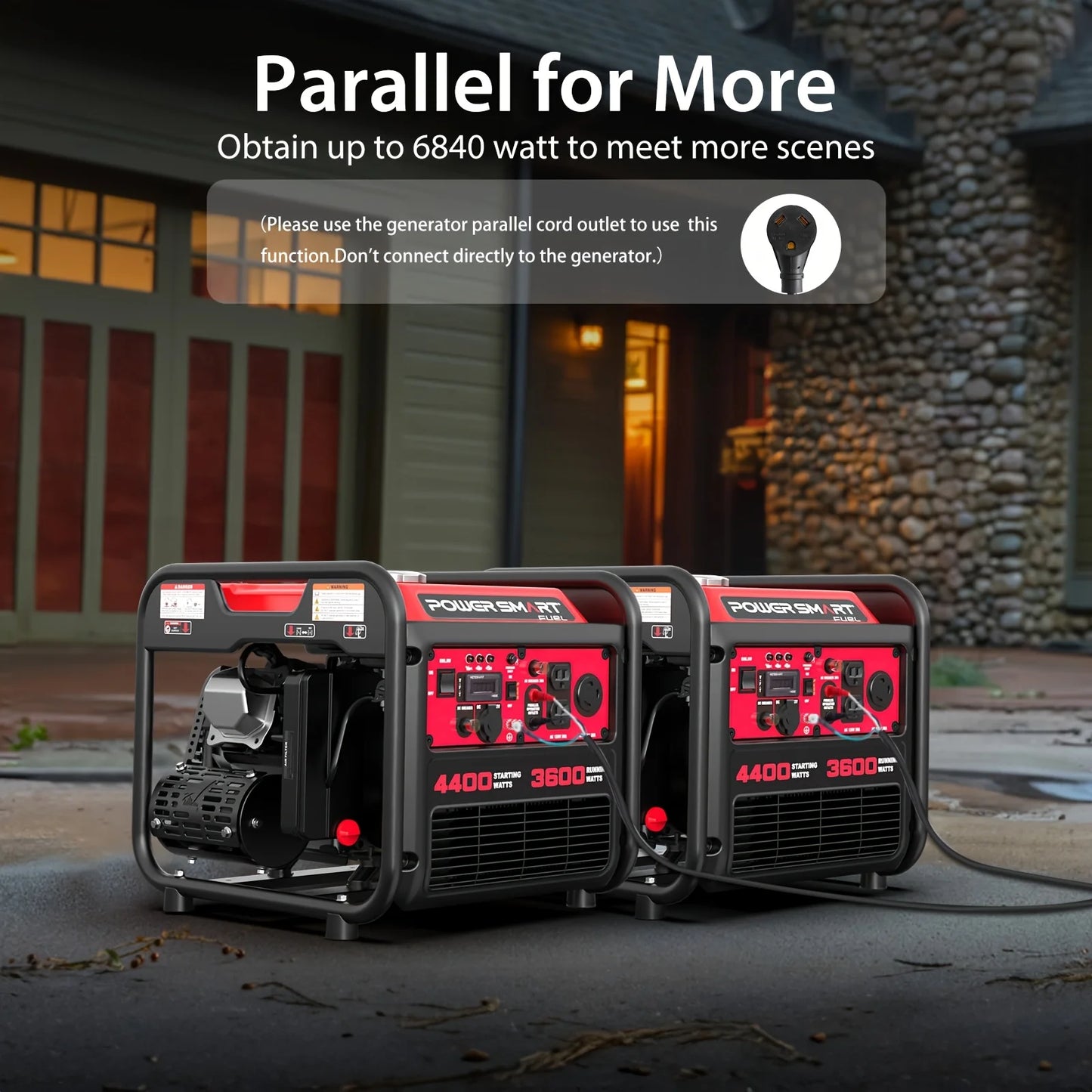 PowerSmart 4400W Portable Generator, Inverter Tech. RV 30A Outlet, Gas Powered