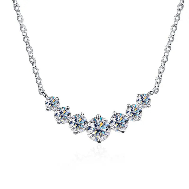 Woman's Zircon Jewelry, 925 Sterling Silver Plated 18k White Gold Necklace.