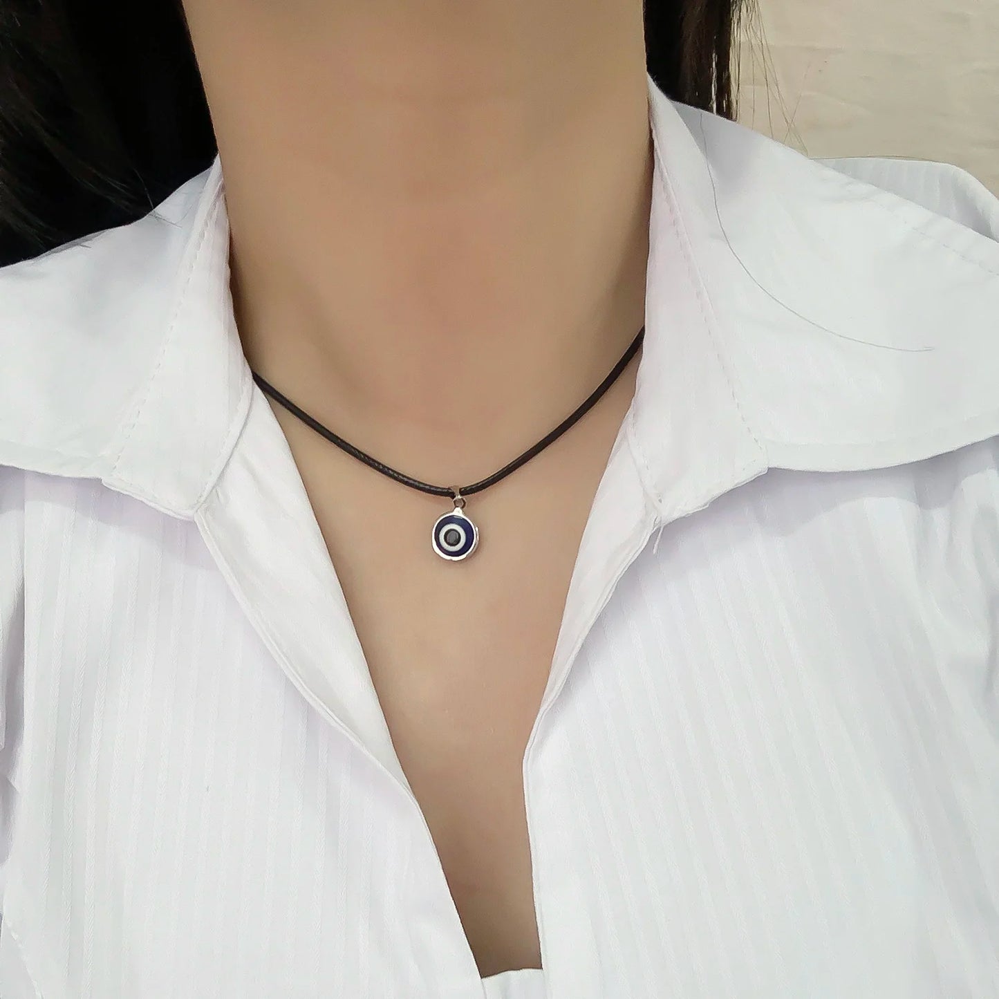 Vintage Turkish Evil Eye Pendant Choker Necklace Lucky Blue Evil Eyes Clavicle Chain Necklace Party Jewelry For Women Girls Gift