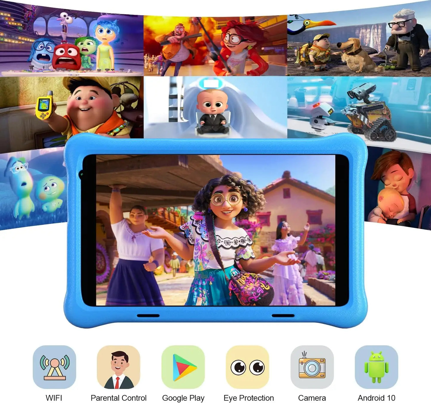 8" Kids Tablet Android 11 2GB+32GB Quad Core 5000mAh Eye-Protective w/ Case