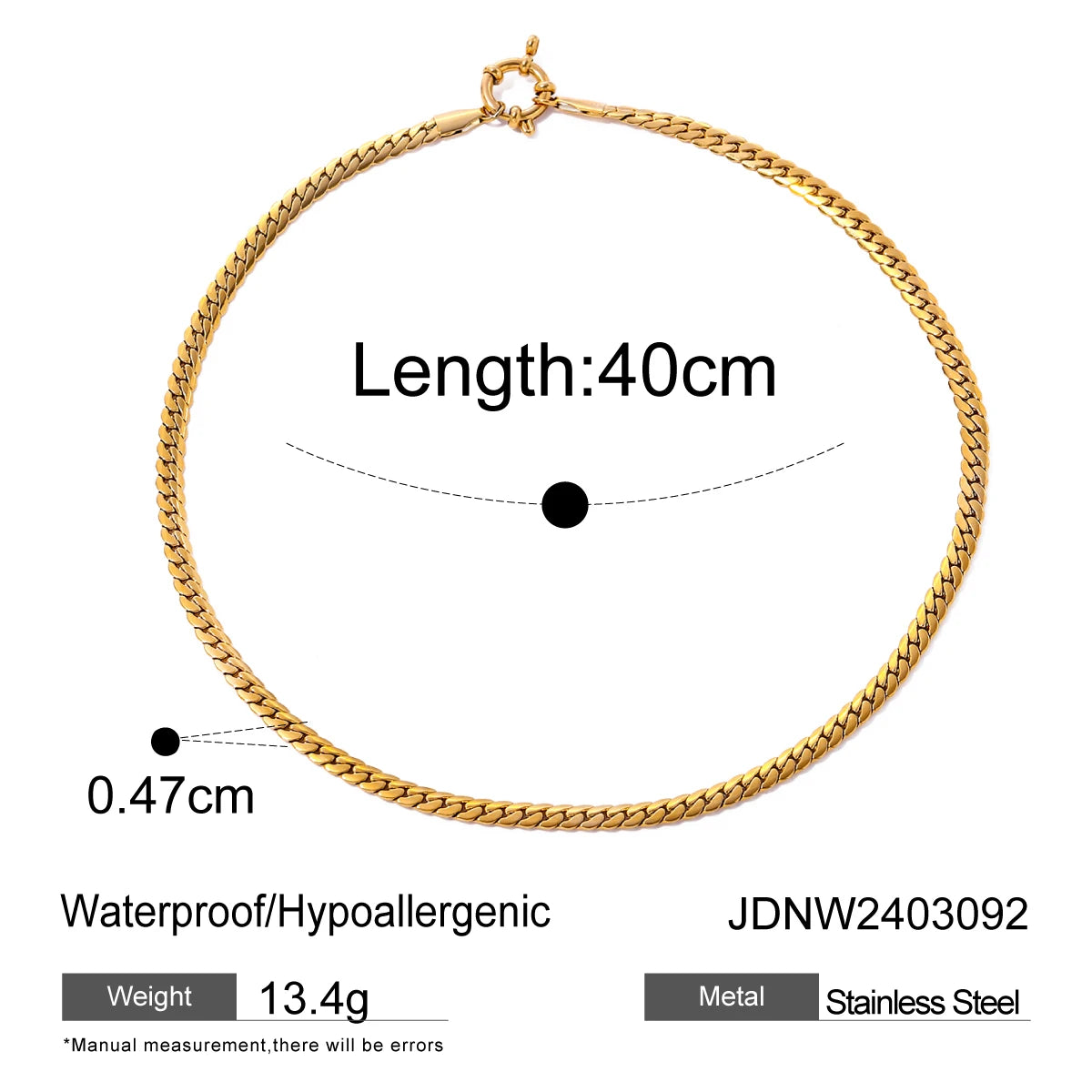 Uworld Fashion Stainless Steel 18 K Chain Necklace Charm Metal Texture Collar Jewelry Titanium Waterproof Collier Femme Gift