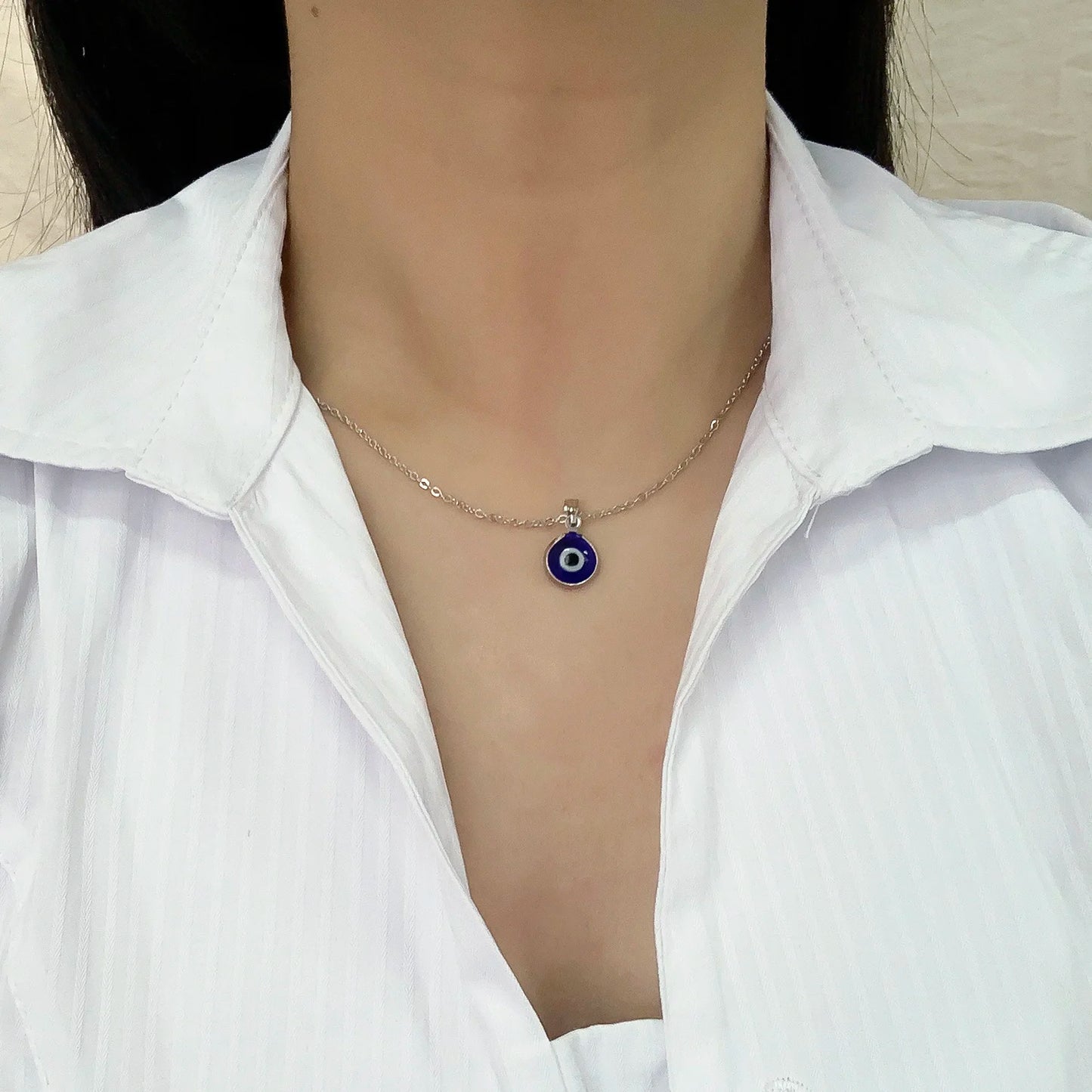 Vintage Turkish Evil Eye Pendant Choker Necklace Lucky Blue Evil Eyes Clavicle Chain Necklace Party Jewelry For Women Girls Gift