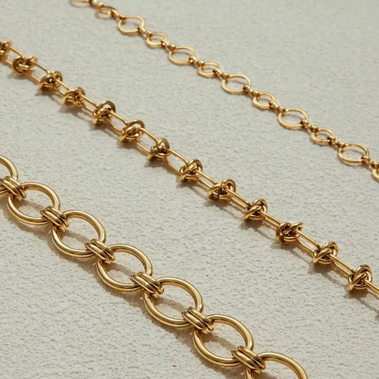 Uworld Stainless Steel Chains Necklaces for Women Statement Golden Color Texture Collar 18K Golor Color Plate Charm Jewelry бежу