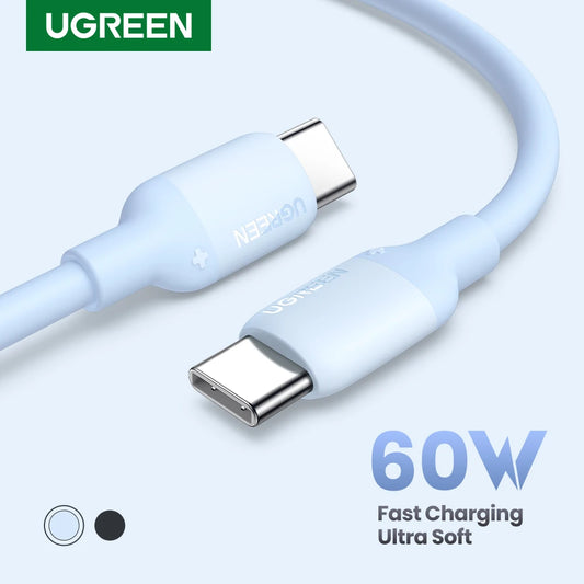 UGREEN 60W USB C To Type C Cable For iPhone 17 16 15 Fast Charging Cable For Macbook Xiaomi Samsung Liquid Silicone USB Cable