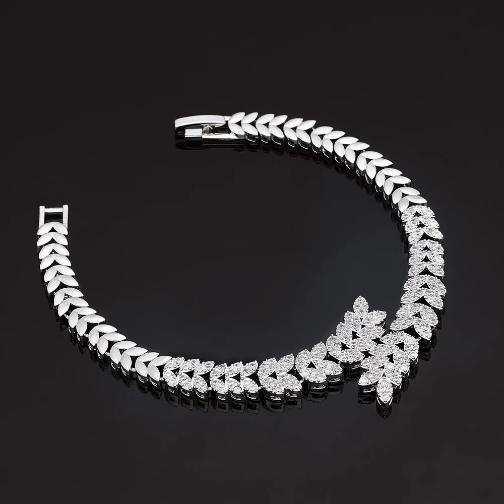Wedding Jewelry Set Women Saudi Arabia, 4 Pieces Zirconia Bridal Necklace Set