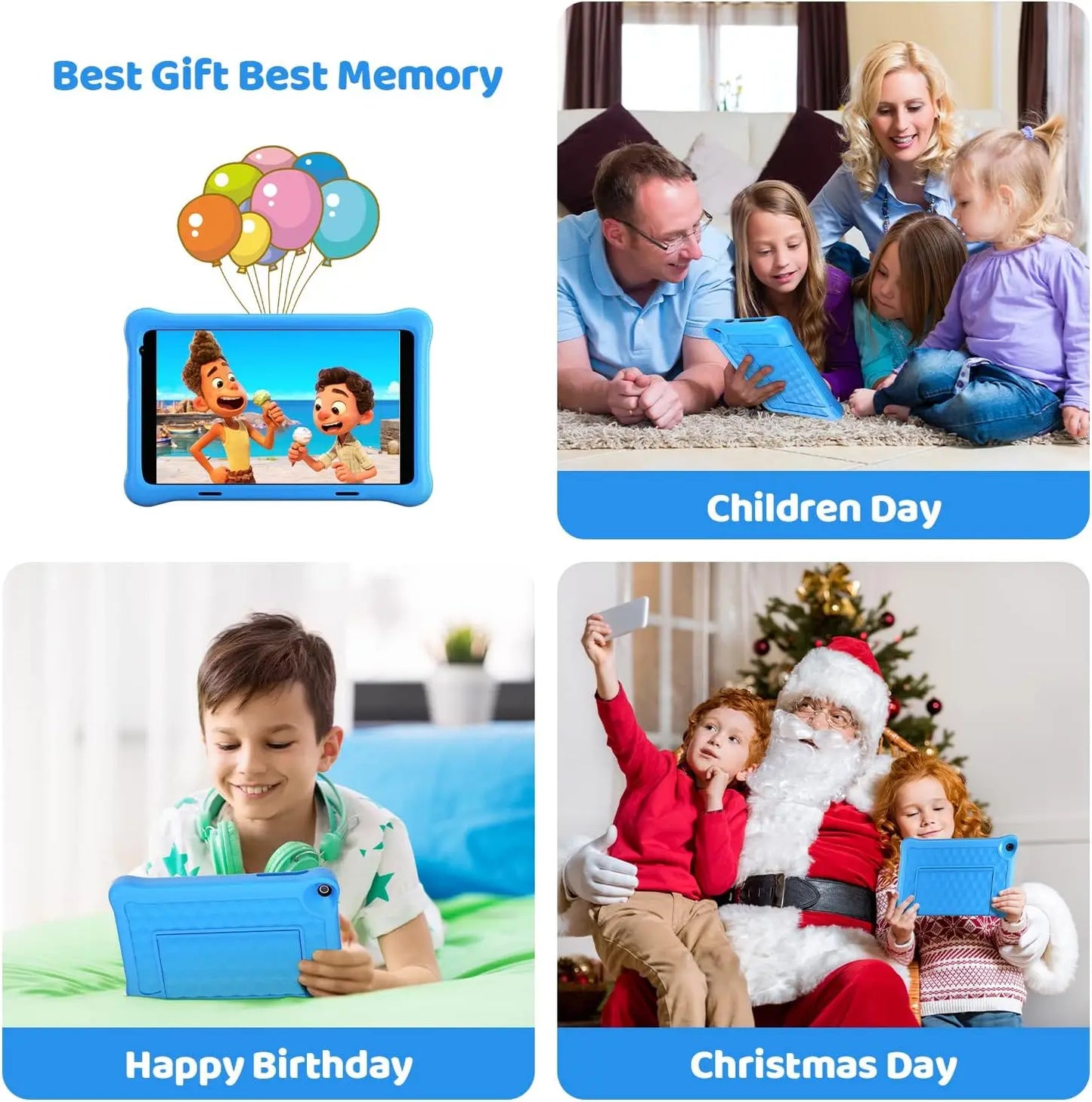 8" Kids Tablet Android 11 2GB+32GB Quad Core 5000mAh Eye-Protective w/ Case