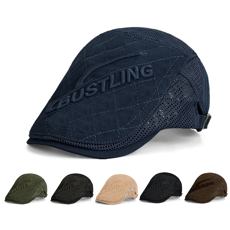 6169-New summer beanie hat for outdoor use, breathable, sun-protective and sun-shielding. British retro style baseball cap.