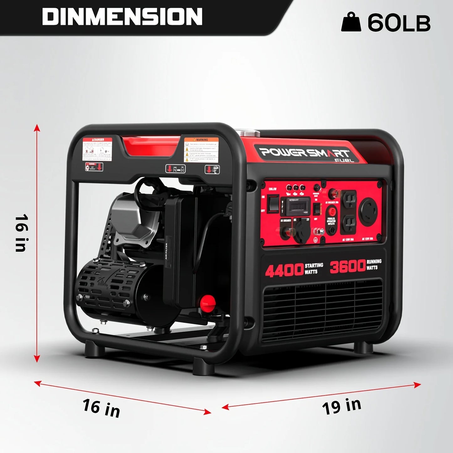 PowerSmart 4400W Portable Generator, Inverter Tech. RV 30A Outlet, Gas Powered