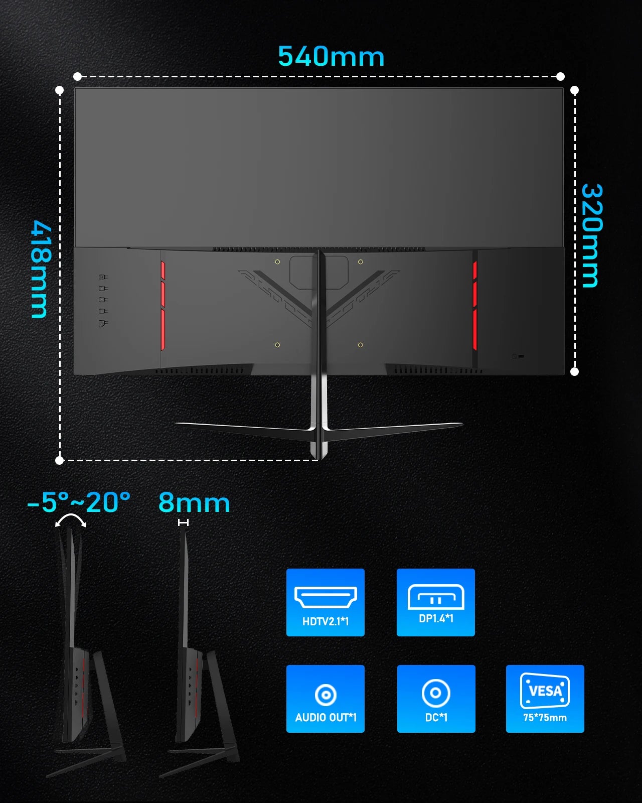 24in 180Hz Gaming Monitor 1K FHD Computer Display 1ms Response Time Screen LCD