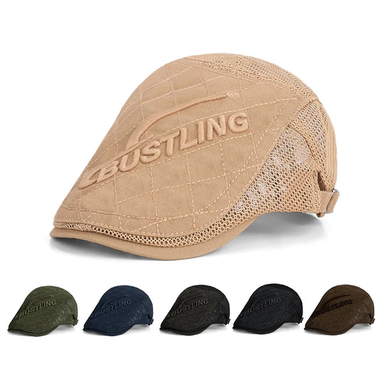 6169-New summer beanie hat for outdoor use, breathable, sun-protective and sun-shielding. British retro style baseball cap.