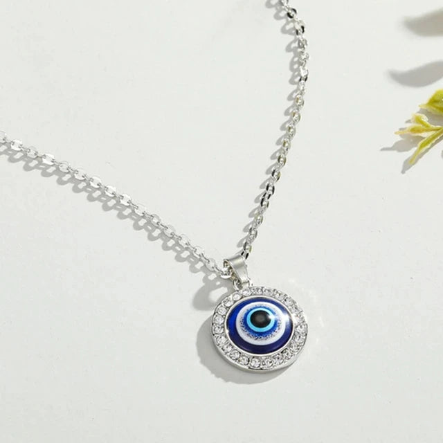 Vintage Turkish Evil Eye Pendant Choker Necklace Lucky Blue Evil Eyes Clavicle Chain Necklace Party Jewelry For Women Girls Gift