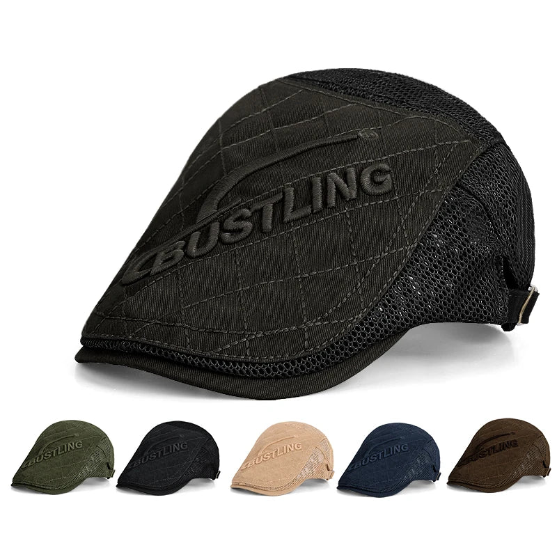 6169-New summer beanie hat for outdoor use, breathable, sun-protective and sun-shielding. British retro style baseball cap.