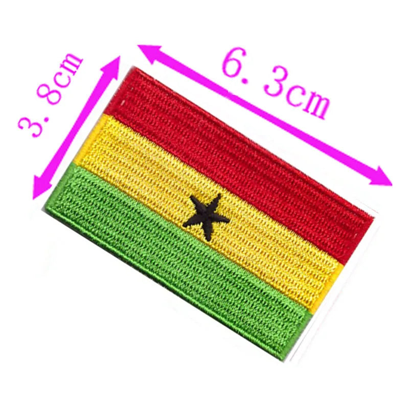 Ghana Country Flag Embroidery Patch 6.3cm Wide Iron On Sew On Backing