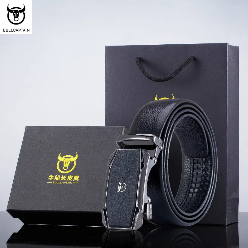 BULLCAPTAIN First Layer Leather Automatic Buckle Belt Men's Leather Belt Men's Business Casual Buckle Headband