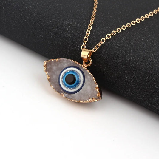 Vintage Turkish Evil Eye Pendant Necklace for Women Fashion Clavicle Chain Statement Necklace Boho Party Jewelry Femme Collares