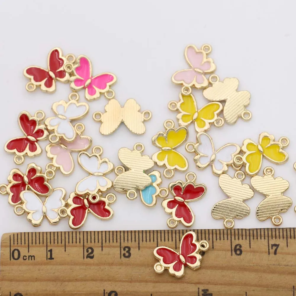 20Pcs Gold Plated Enamel Butterfly Charms Pendants for Necklace Jewelry Making Bracelet DIY Handmade Craft