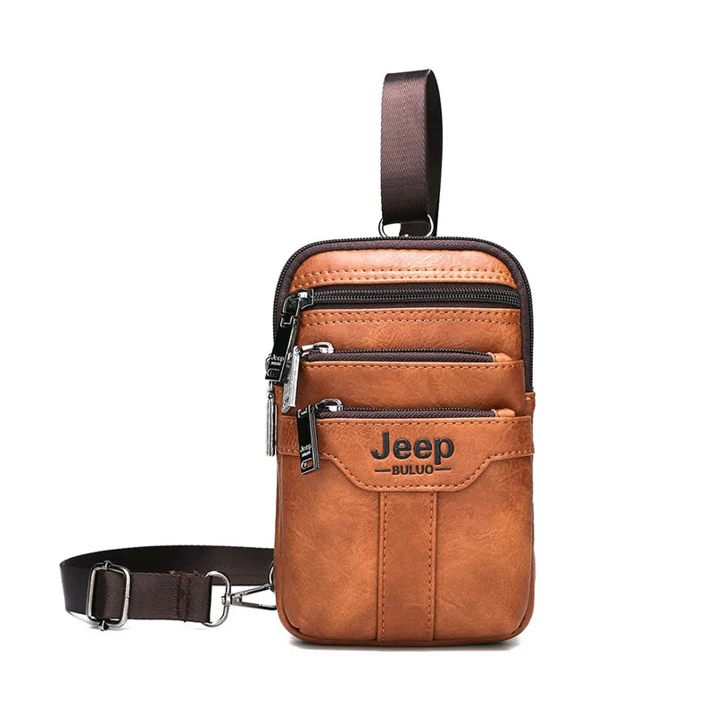JEEP BULUO Multi-function Small Sling Chest Bag Man Fashion Casual Crossbody Bag
