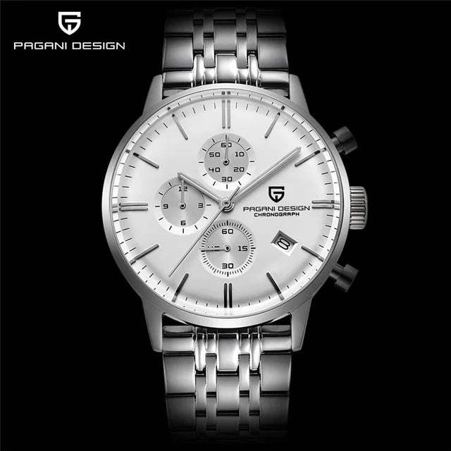 PAGANI Men Fashion Waterproof Watches 30m Luxury Steel Quartz Chronograph Watch