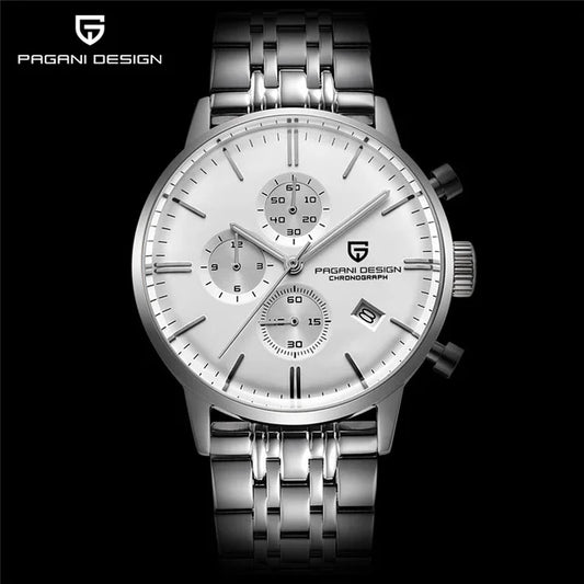 PAGANI Men Fashion Waterproof Watches 30m Luxury Steel Quartz Chronograph Watch