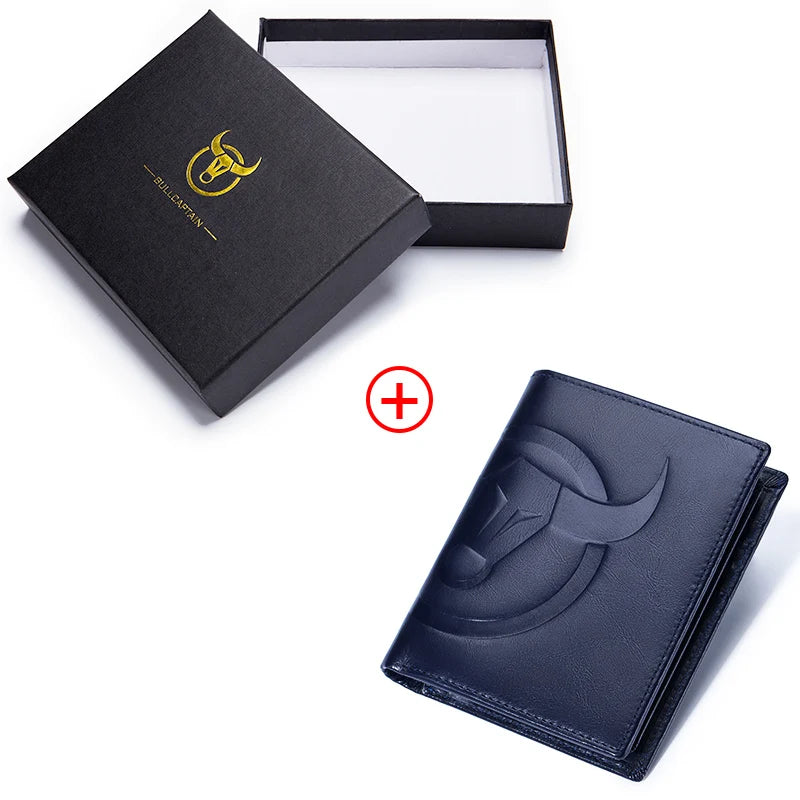 BULLCAPTAIN Fashion Big Logo Man Wallet High Quality RFID Wallet Coin Purse Compact Mini Card Holder Genuine Leather