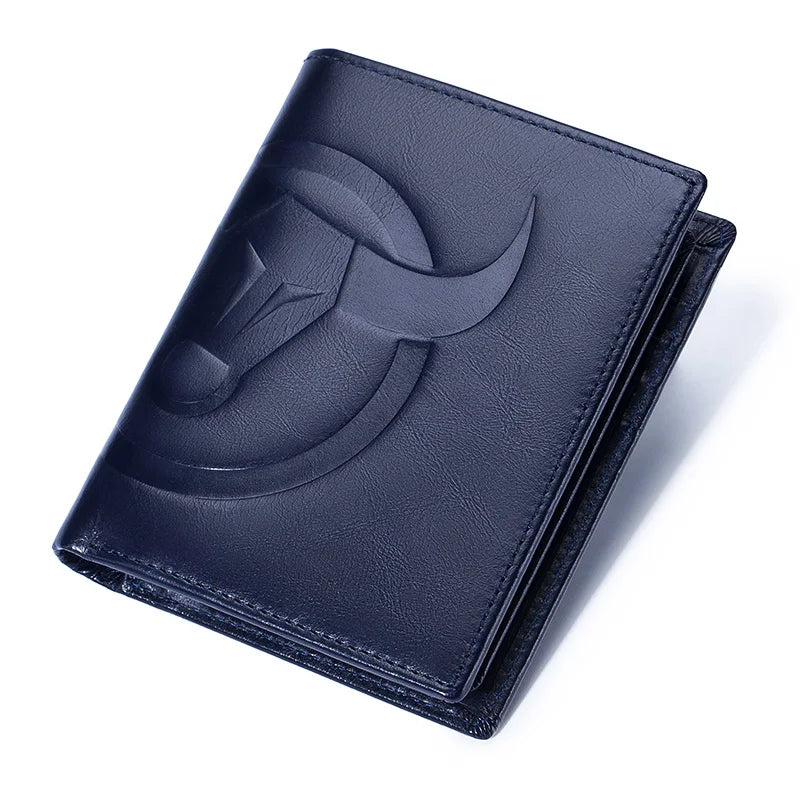 BULLCAPTAIN Fashion Big Logo Man Wallet High Quality RFID Wallet Coin Purse Compact Mini Card Holder Genuine Leather