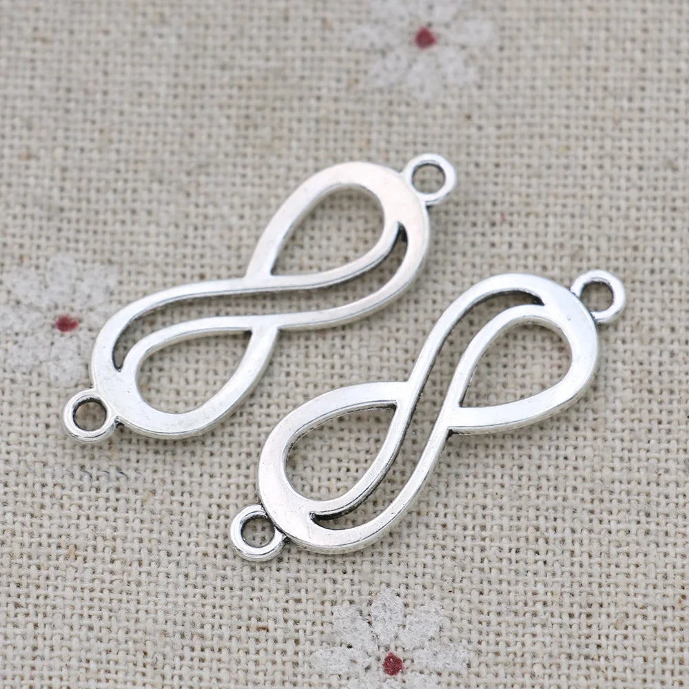 10ps Antique Silver Plated Infinity Charm Connectors for Jewelry Making Bracelet Findings Accessories DIY Craft 34X11mm