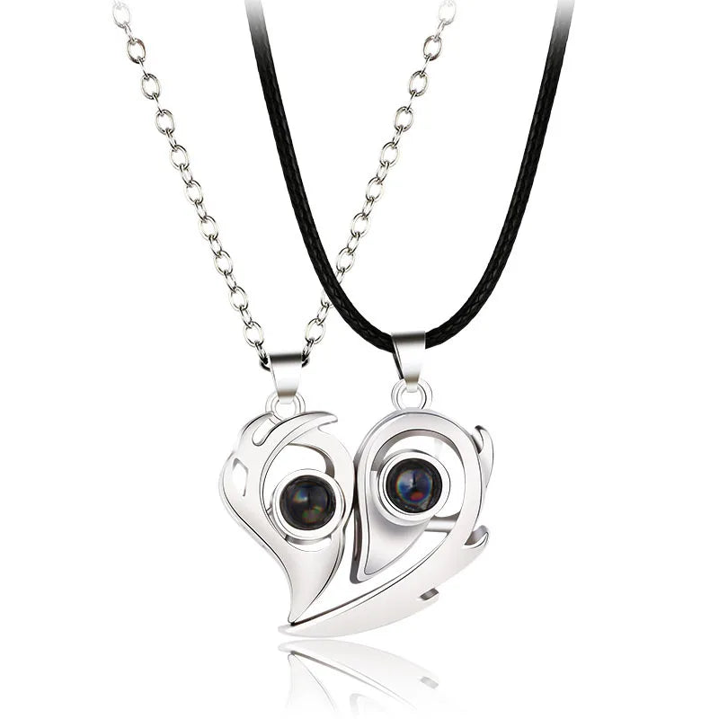 Minimalist Lovers Matching Friendship Love Heart Pendant Necklace Magnetic Distance Couple Necklace Jewelry Anniversary Gift