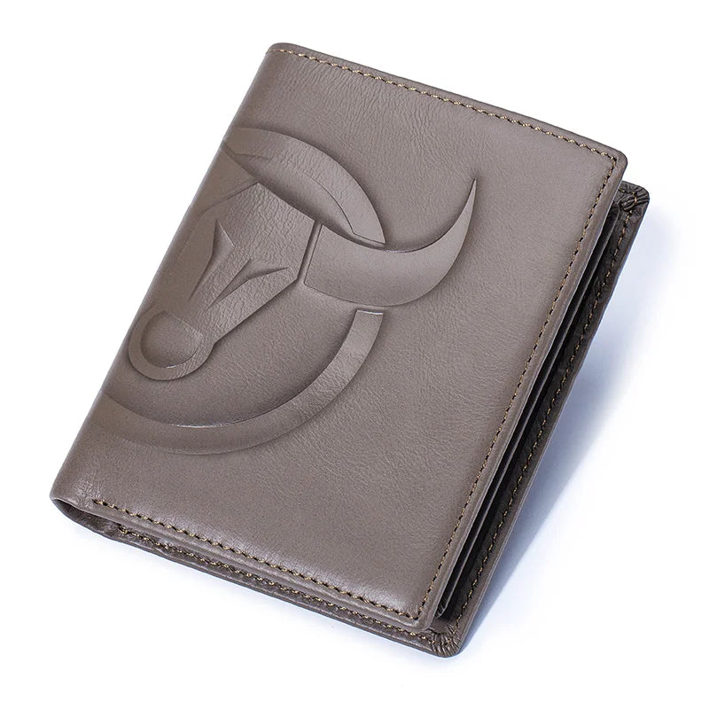 BULLCAPTAIN Fashion Big Logo Man Wallet High Quality RFID Wallet Coin Purse Compact Mini Card Holder Genuine Leather