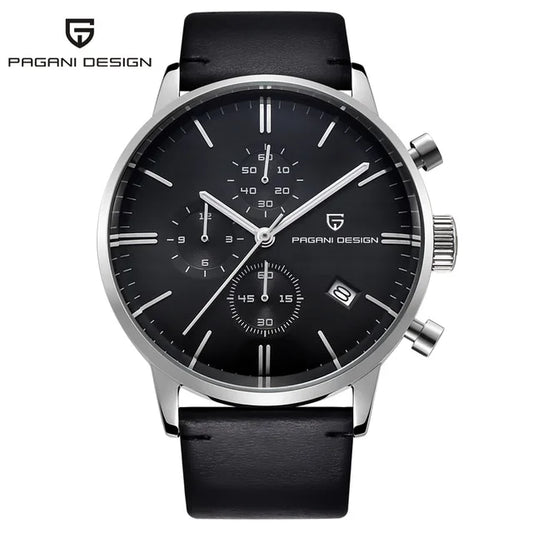 PAGANI Men Fashion Waterproof Watch 30m Luxury leather Quartz Chronograph Watch