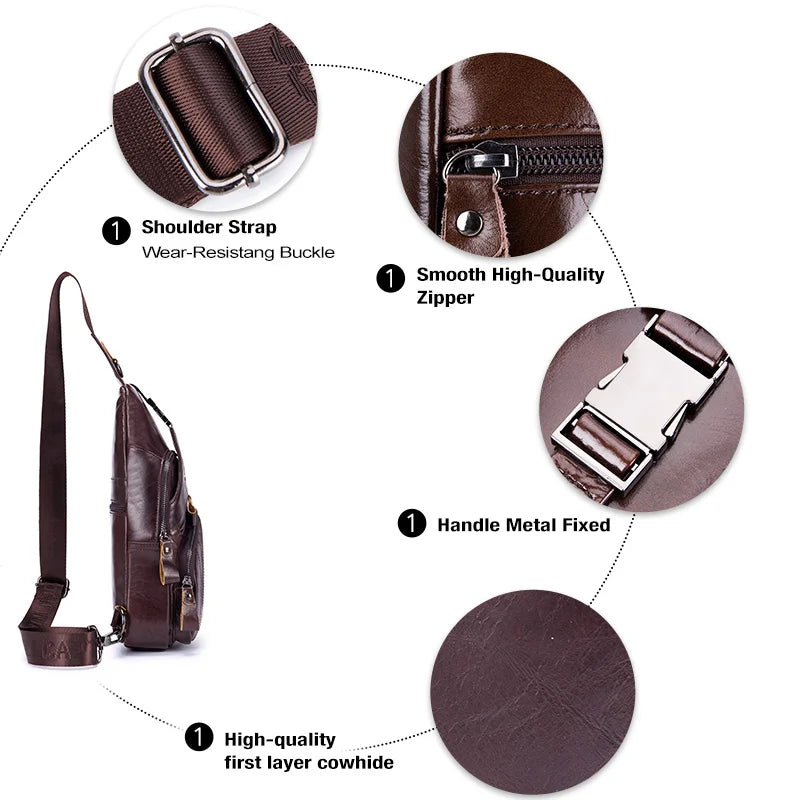 BULLCAPTAIN 2024 Genuine Leather Chest Bag Men's Fashion Style Casual Straddle Bag Business Large Capacity Leather Men's Luggage