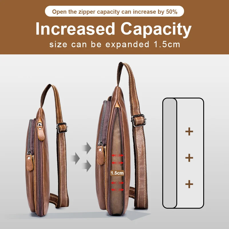 BULLCAPTAIN Men's Casual Messenger Bag Men's Headphones Chest Bags Messenger Bag's Leather Chest Bag For Men 2020new Chest Bags