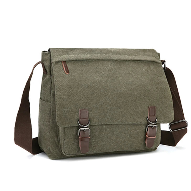 Green Men Canvas Messenger Bag, Business Travel Shoulder Bag, PC Crossbody Bags