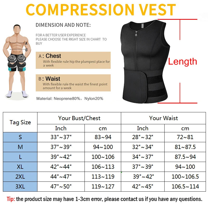 1PC Blue 2 Straps Men Waist Sauna Vest Body Shaper Compression Tank Fat Burn