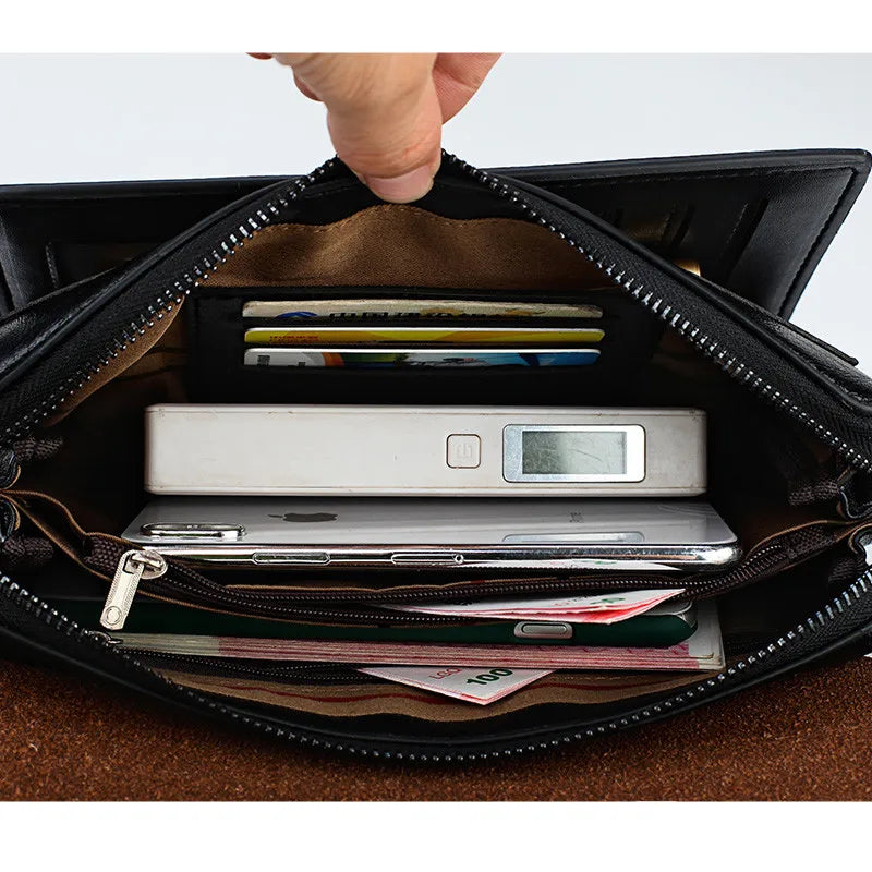 JEEP BULUO Famous Brand Men's Handbags Luxury Bags Phone and Pen Leather Wallets