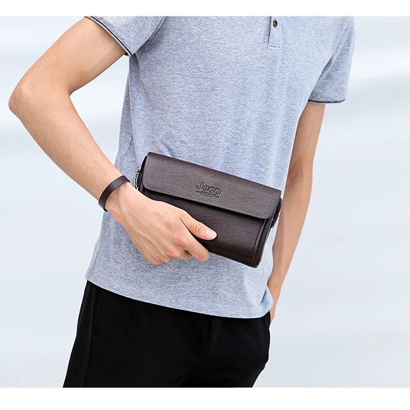 JEEP BULUO Famous Brand Men's Handbags Luxury Bags Phone and Pen Leather Wallets