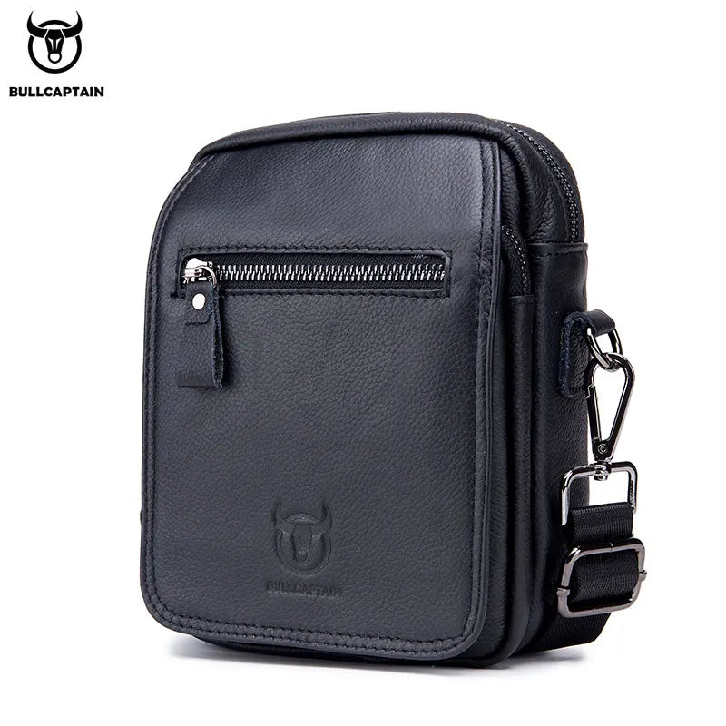 BULLCAPTAIN Men's Messenger Bag Leather Bag Vertical Handbag Shoulder Business Casual Retro Vertical Student Mini Cashier