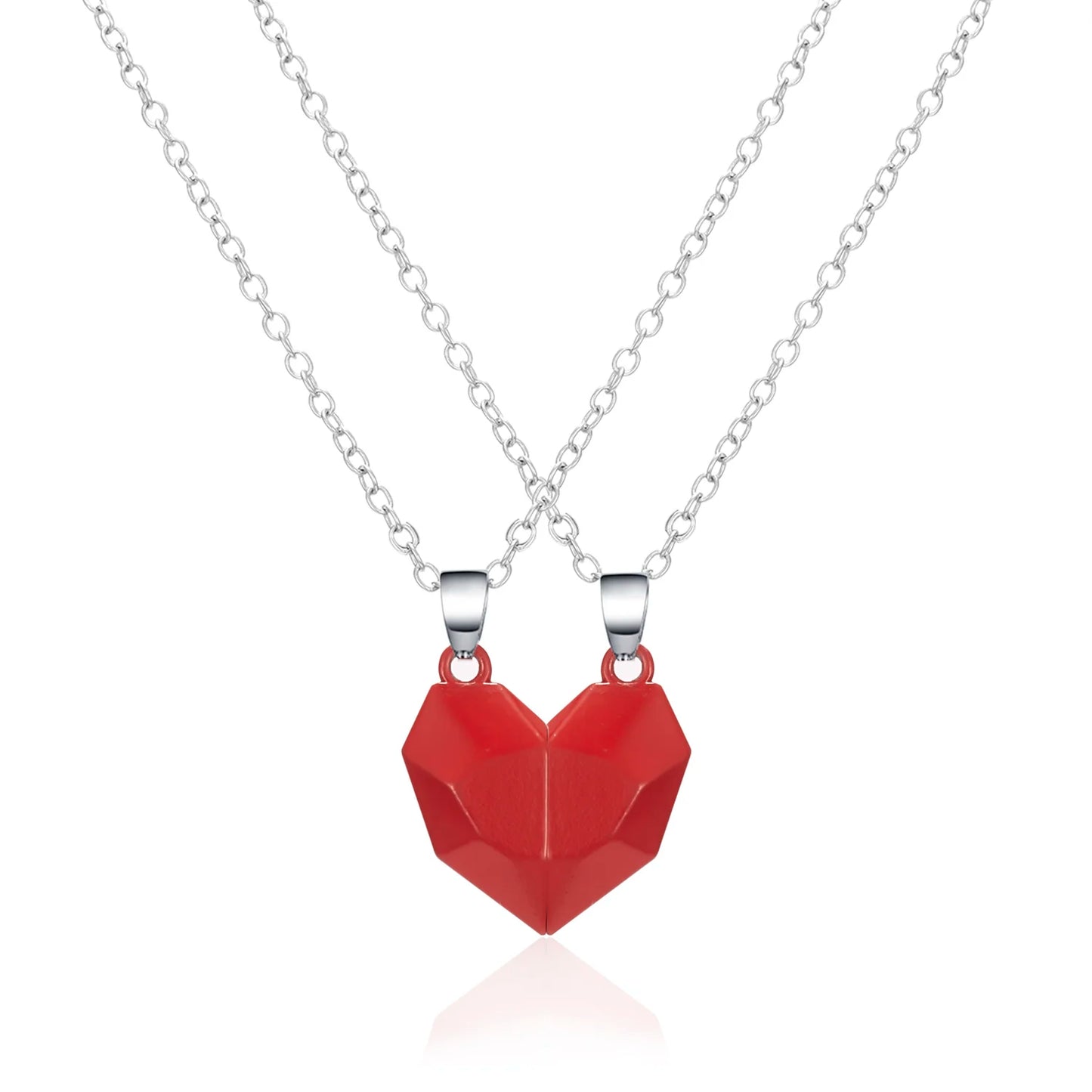 Minimalist Lovers Matching Friendship Love Heart Pendant Necklace Magnetic Distance Couple Necklace Jewelry Anniversary Gift